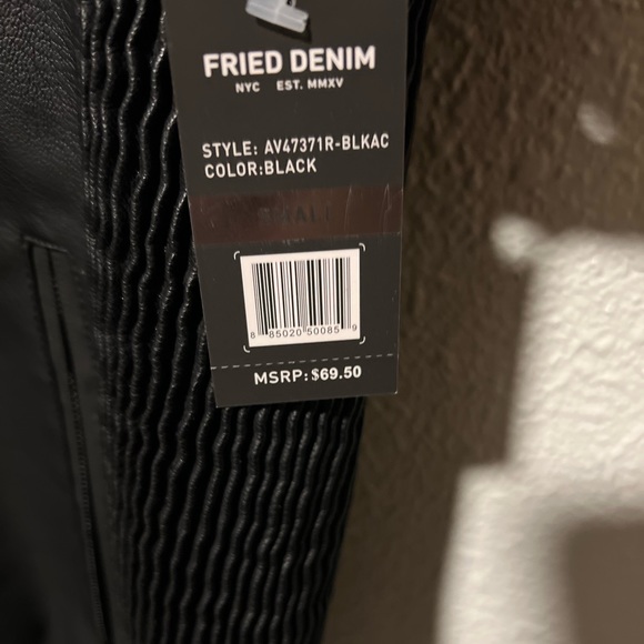 Fried-Denim Est.2015 NYC Men's Faux Leather Black Vest Hoodie Size L New - Picture 5 of 12